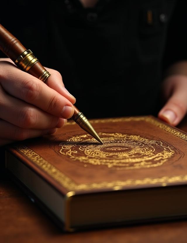 Manos de un artesano restaurando un libro antiguo con herramientas tradicionales